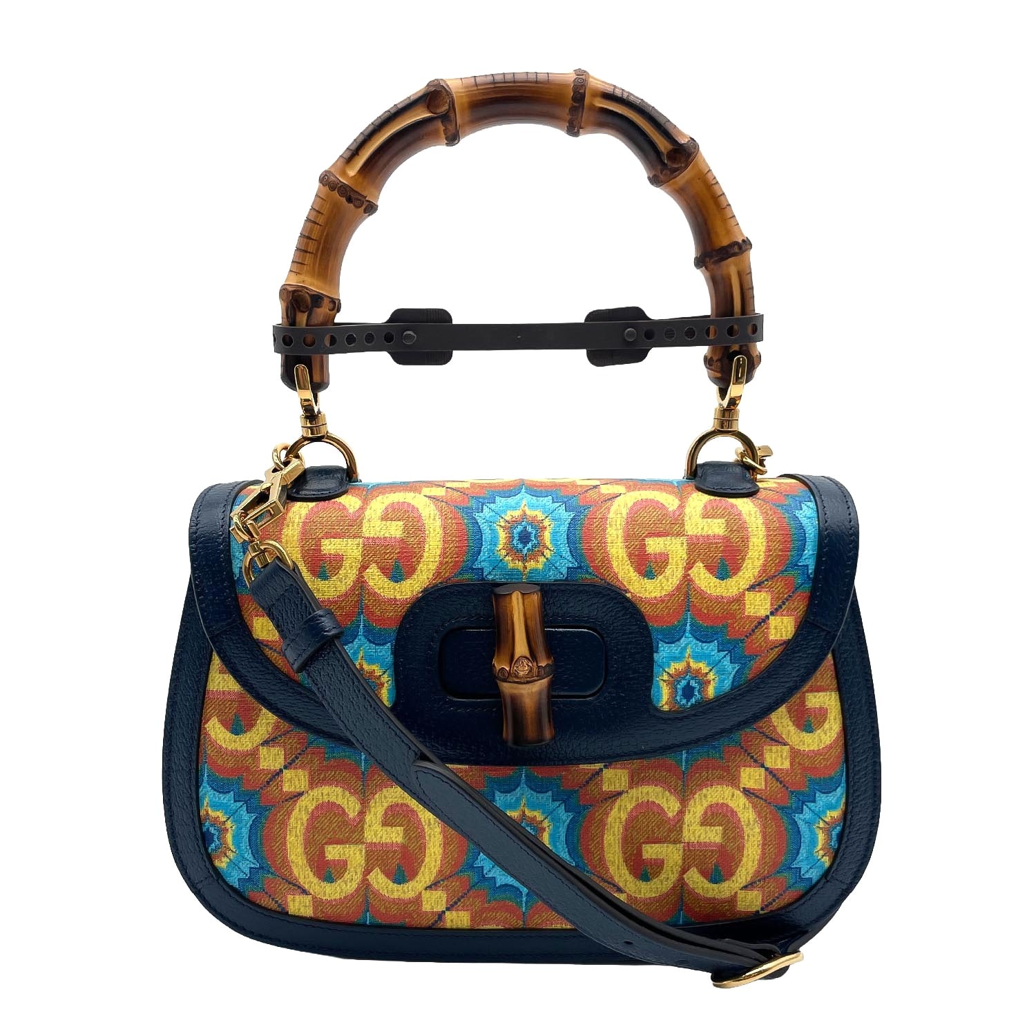 GUCCI グッチ バンブー 2WAY ハンドバッグ
1947 100周年記念モデル GGカレイドスコープ 678489 PVC ブルー レディース
【中古】