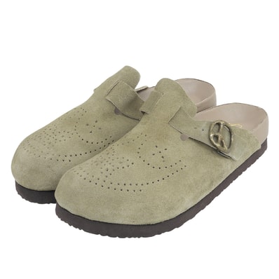 ニードルズ 美品 カーフスエード ピースマークバックル パピヨンパンチング Clog Sandal/クロッグサンダル トープ 9 SX512A 9(US)