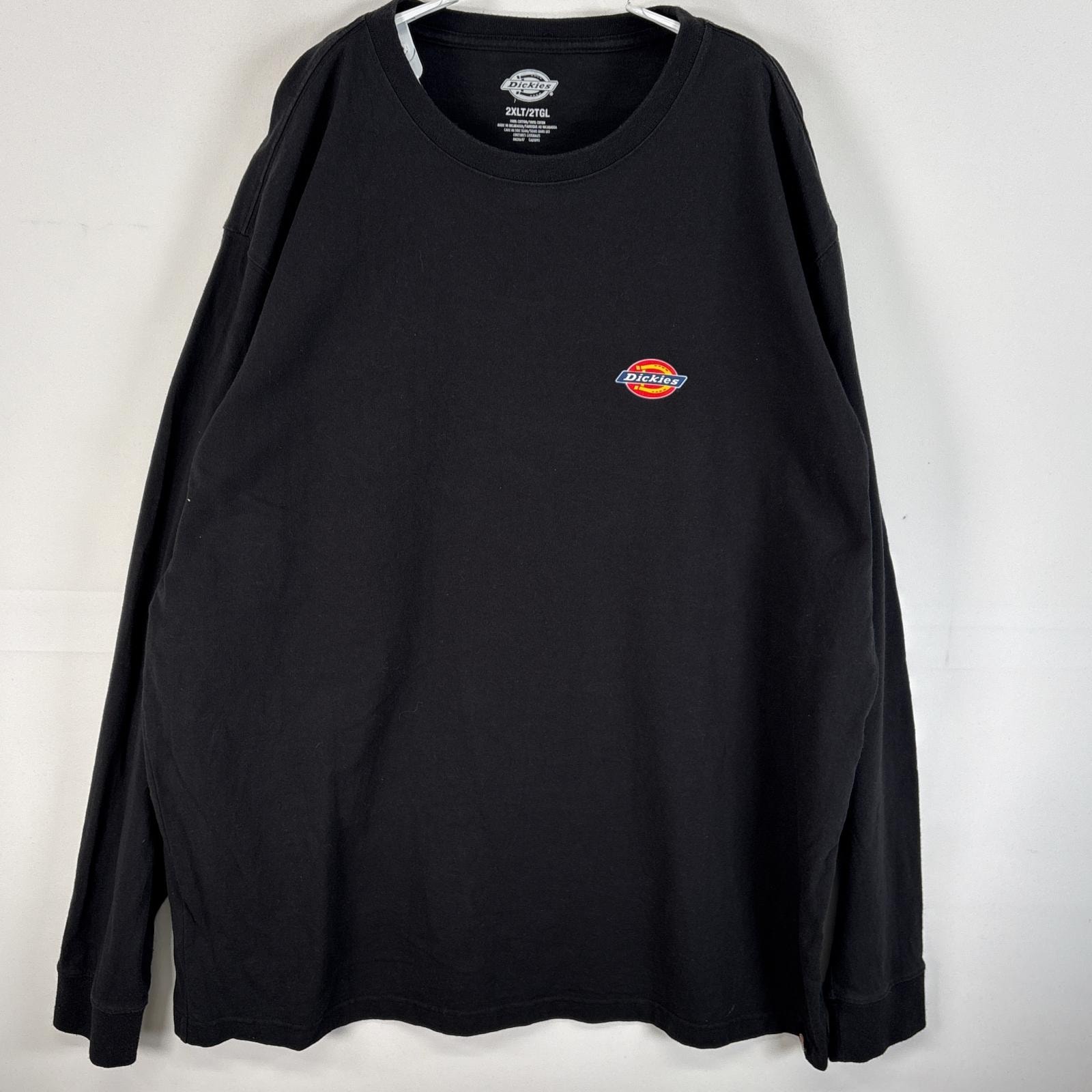 古着 ディッキーズ Dickies 長袖Tシャツ 肉厚 袖プリント 大きいサイズ 2XLT ブラック メンズ