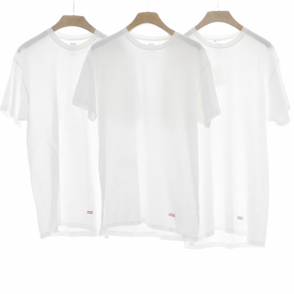 【中古】シュプリーム Supreme Hanes Tagless Tees 3枚セット 半袖Tシャツ ホワイト【サイズL】【メンズ】