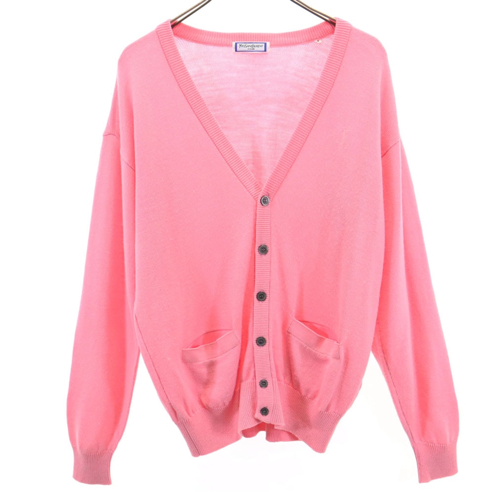 YVES SAINT LAURENT tricots イヴサンローラントリコット 90s ウール オールド 長袖 Vネック カーディガン M ピンク
