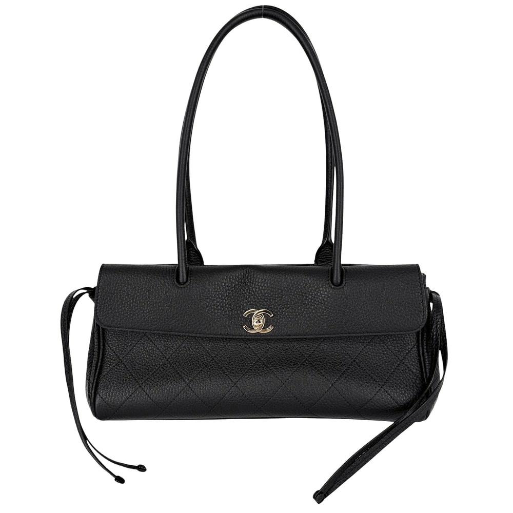 CHANEL シャネル トートバッグ スモール ショッピングバッグ ココマーク レザー ブラック 黒 ゴールド金具 レディース 美品【中古品】