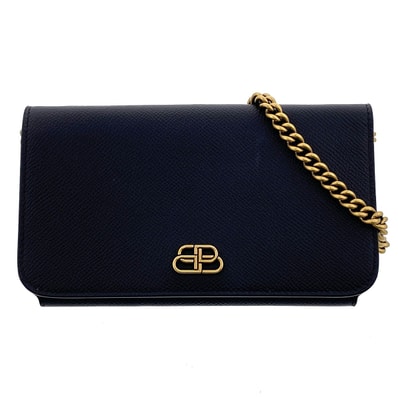 【再値下げ】 BALENCIAGA バレンシアガ BBロゴ チェーン ショルダーバッグ ブラック レディース【中古】