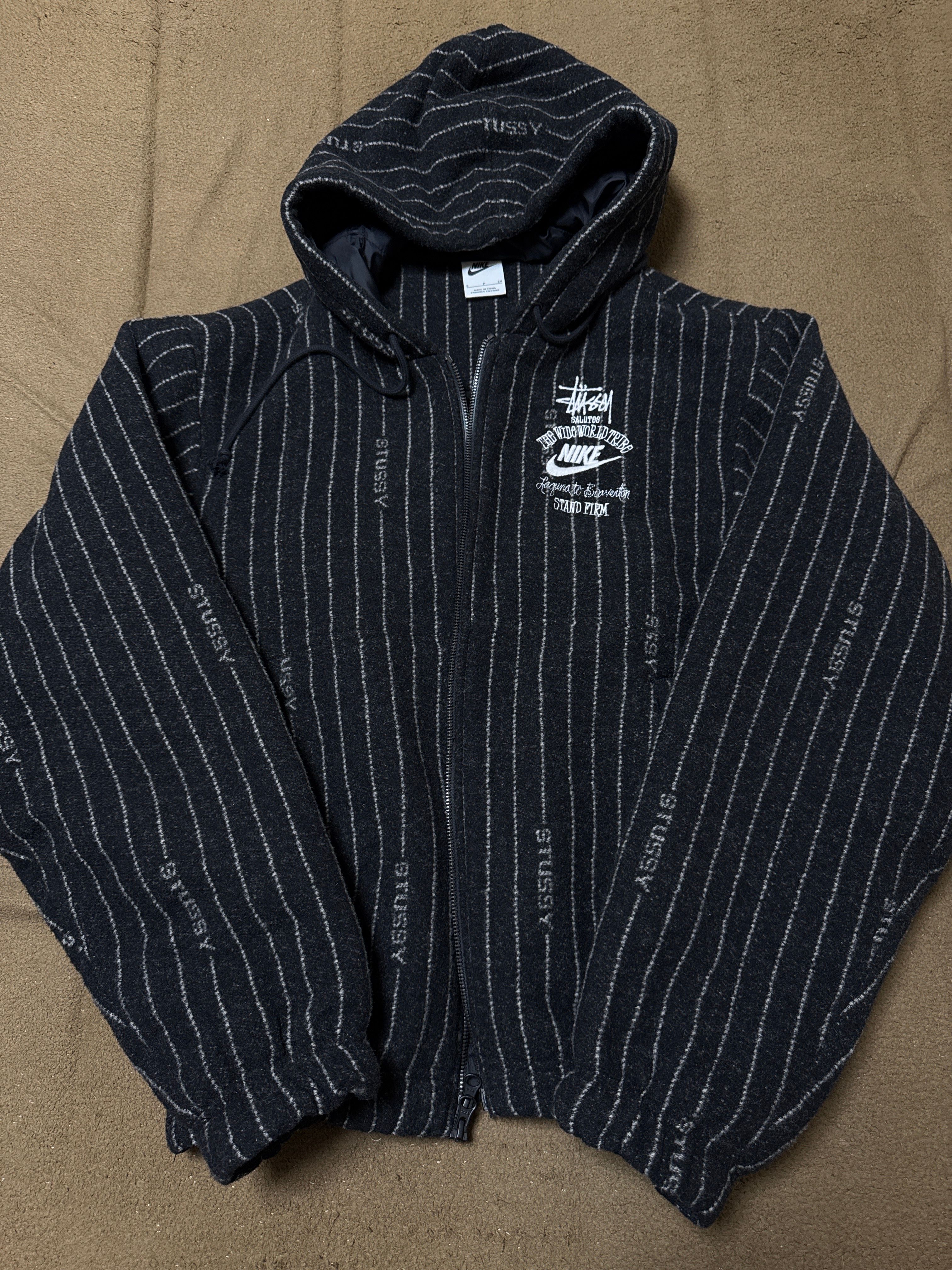 Stussy x Nike Striped Wool Jacket "Black"