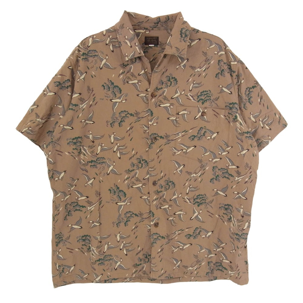 DELUXE デラックス 半袖シャツ 総柄 コットン 半袖 アロハ シャツ ブラウン系 M【中古】