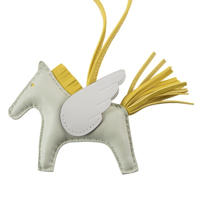 HERMES エルメス Rodeo ロデオ ペガサス PM チャーム ホース アニョーミロ ホワイト イエロー【中古】