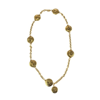美品 CHANEL シャネル ココマーク コイン ゴールド メッキ ネックレス チェーンベルト ベルト 601939 【中古】