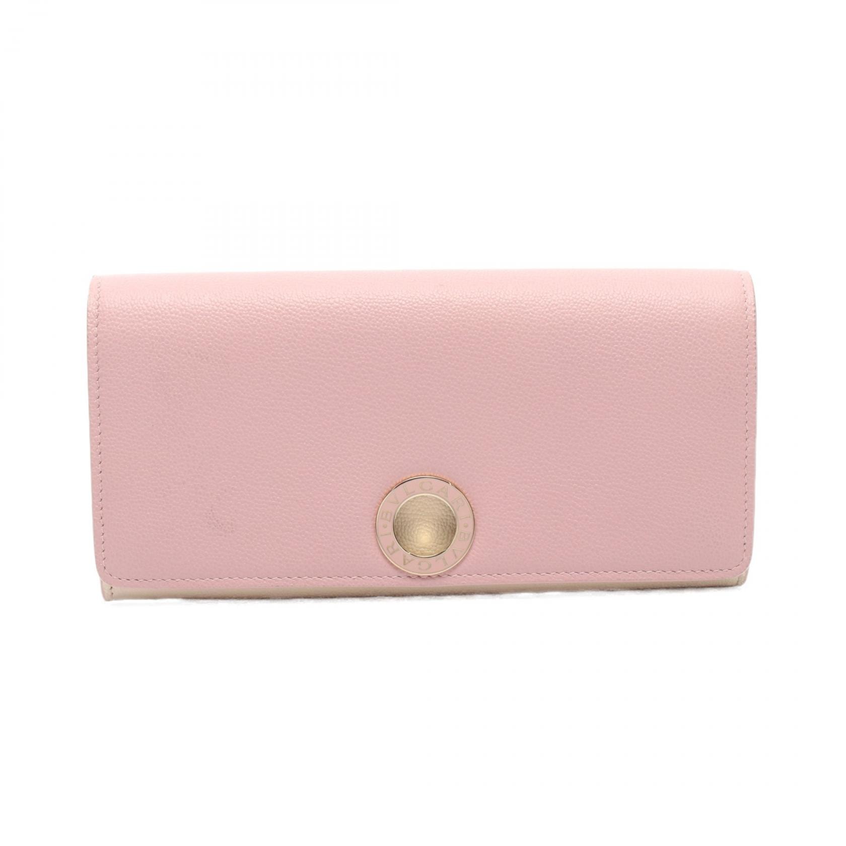 ブルガリ BVLGARI ブルガリブルガリ 二つ折り長財布 財布 レザー レディース ピンク系 / イエロー系 292844 【中古】