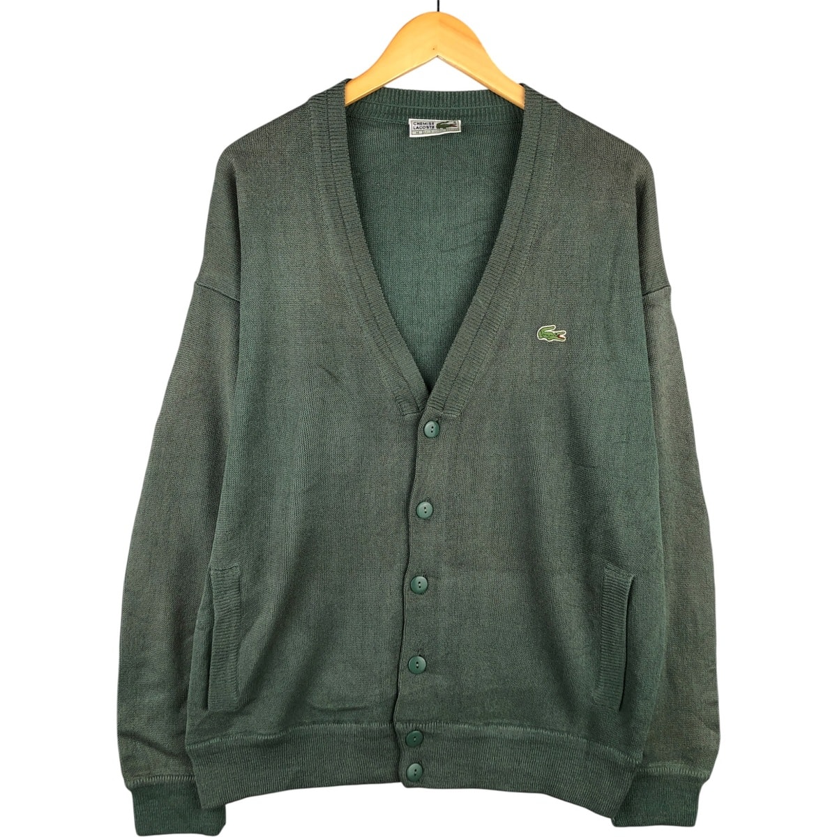 古着 70~80年代 ラコステ LACOSTE CHEMISE フレンチラコステ アクリルニットカーディガン スペイン製 メンズM相当 ヴィンテージ/eaa588838