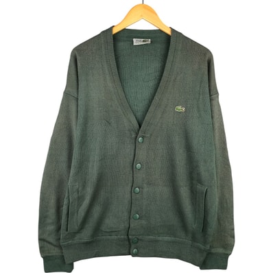 古着 70~80年代 ラコステ LACOSTE CHEMISE フレンチラコステ アクリルニットカーディガン スペイン製 メンズM相当 ヴィンテージ/eaa588838