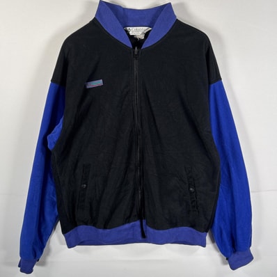 古着 90's/90年代 コロンビア Columbia フリースジャケット ワンポイントロゴ フルジップ ジップアップ ブラック ブルー ツートン メンズ