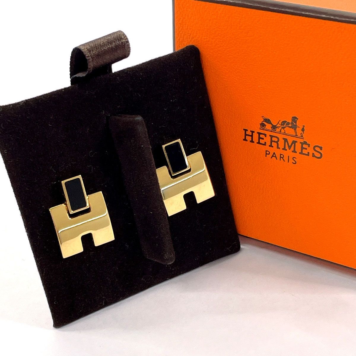 エルメス HERMES ピアス アイリーン Hロゴ メタル