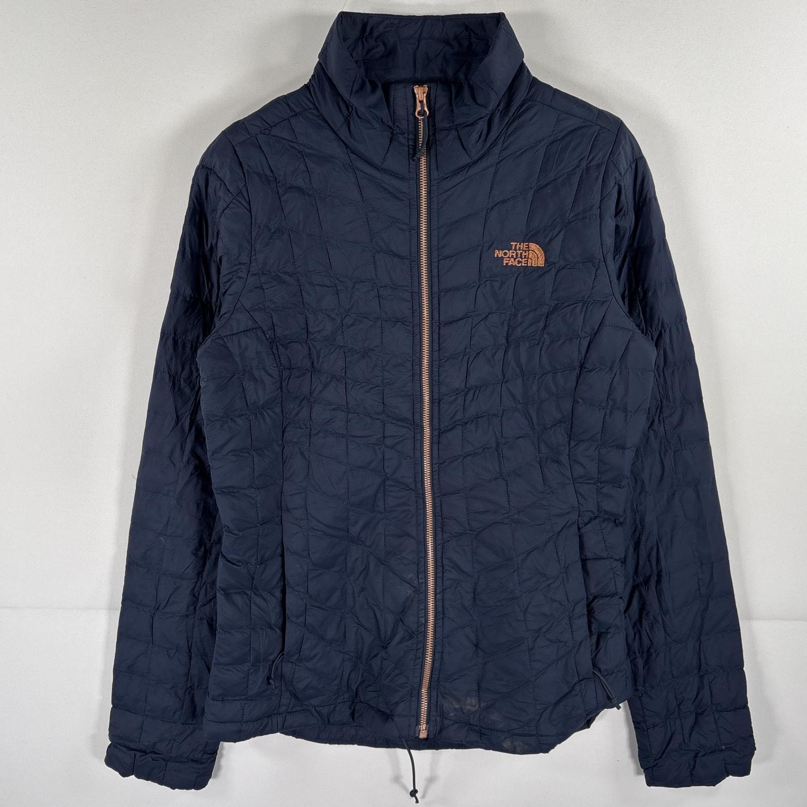 古着 ザ・ノースフェイス THE NORTH FACE 中綿キルティングジャケット フルジップ THERMOBALL S  ネイビー レディース