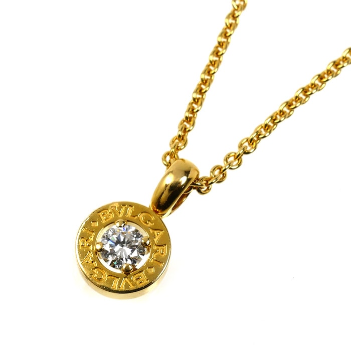 BVLGARI ブルガリ K18YG イエローゴールド ブルガリ ブルガリ 1Pダイヤ  ネックレス ダイヤモンド 8.5g 40cm レディース【中古】