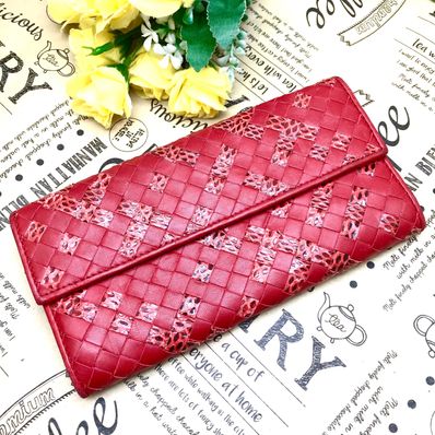 ボッテガヴェネタ イントレチャート 長財布 レッド レザー S2234