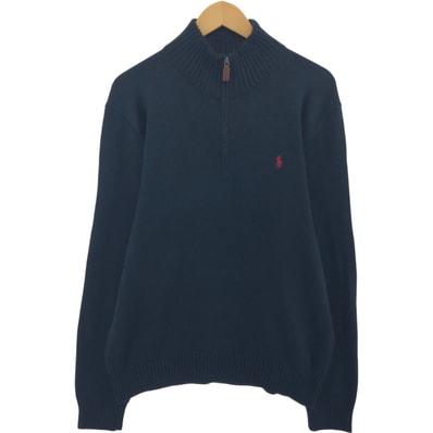 古着 ラルフローレン Ralph Lauren POLO by Ralph Lauren コットンニットハーフジップセーター メンズL相当/eaa472727