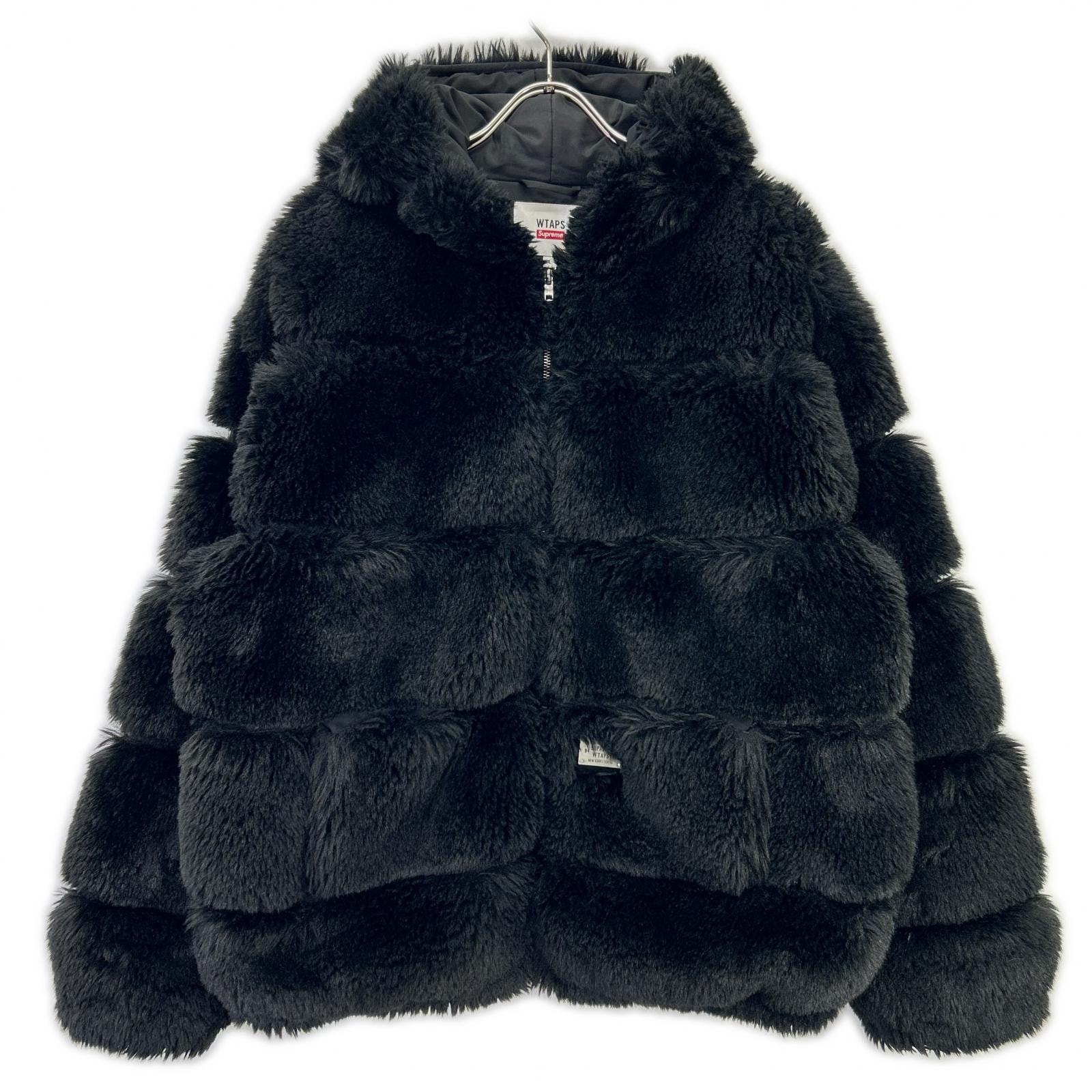 シュプリーム 21AW ブラック ×ダブルタップス Faux Fur Hooded