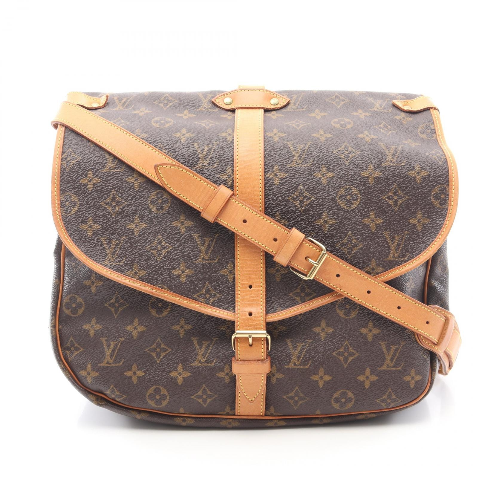 ルイ・ヴィトン LOUIS VUITTON ソミュール35 ショルダーバッグ バッグ PVCコーティングキャンバス レザー モノグラム レディース ブラウン系 M42254 【中古】