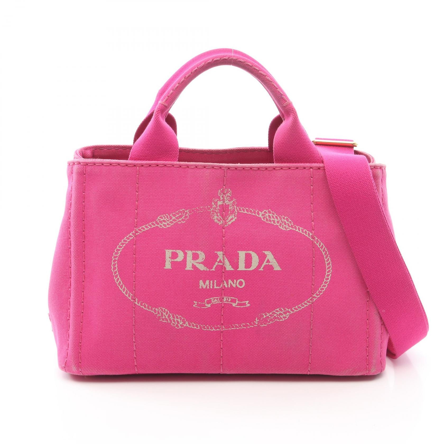 プラダ PRADA CANAPA カナパ トートバッグ バッグ キャンバス レディース ピンク系 1BG439 【中古】