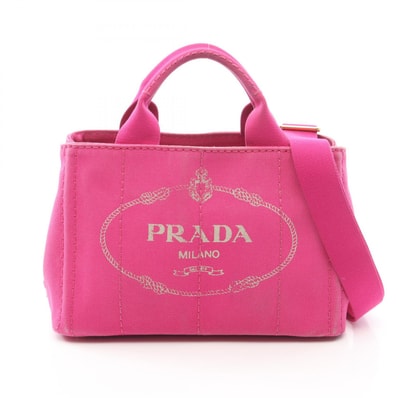 プラダ PRADA CANAPA カナパ トートバッグ バッグ キャンバス レディース ピンク系 1BG439 【中古】