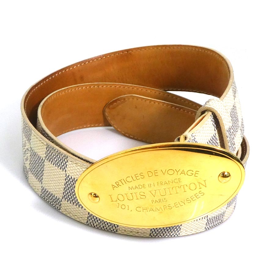 ルイ ヴィトン LOUIS VUITTON ベルト ダミエ アズール サンチュール ヴォワヤージュ ダミエアズールキャンバス/メタル アズール/ゴールド メンズ M9837【中古】 e62108i