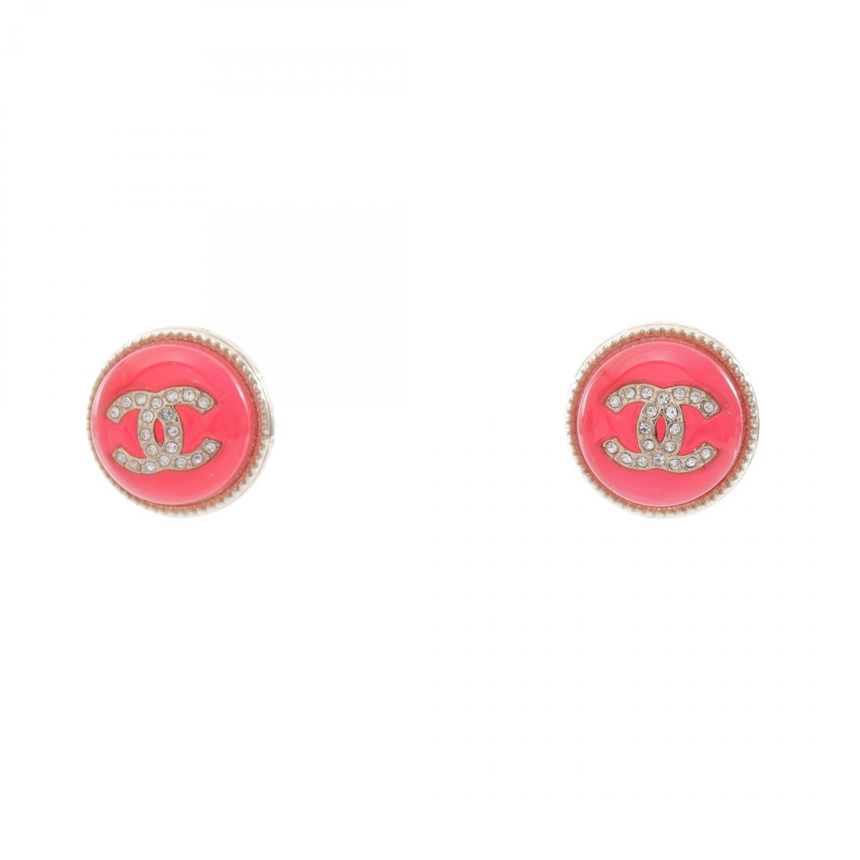 シャネル CHANEL A22C ココマーク ピアス ジュエリー GP(ゴールドメッキ) プラスチック / ラインストーン レディース ゴールド系 / ピンク系 / クリア系 【中古】