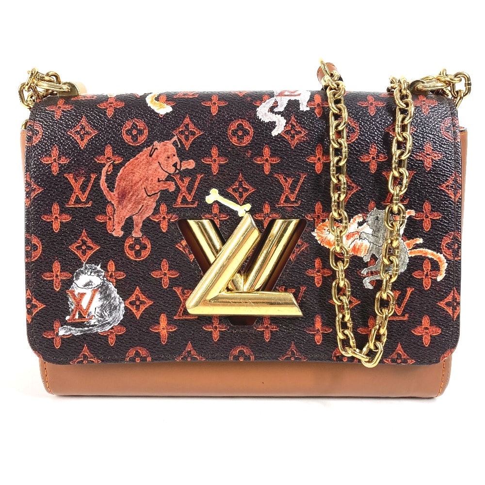 ルイヴィトン LOUIS VUITTON サック ツイストMM  M44408 モノグラム キャットグラム 猫 カバン チェーンバッグ 斜め掛け Wチェーン ショルダーバッグ モノグラムキャンバス ブラウン