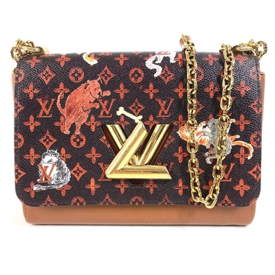 ルイヴィトン LOUIS VUITTON サック ツイストMM M44408 モノグラム キャットグラム 猫 カバン チェーンバッグ 斜め掛け Wチェーン ショルダーバッグ モノグラムキャンバス ブラウン