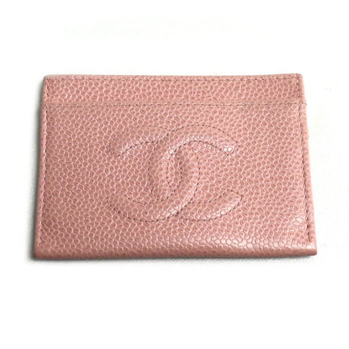 CHANEL シャネル ココマーク キャビアスキン カードケース ピンク レディース【中古】