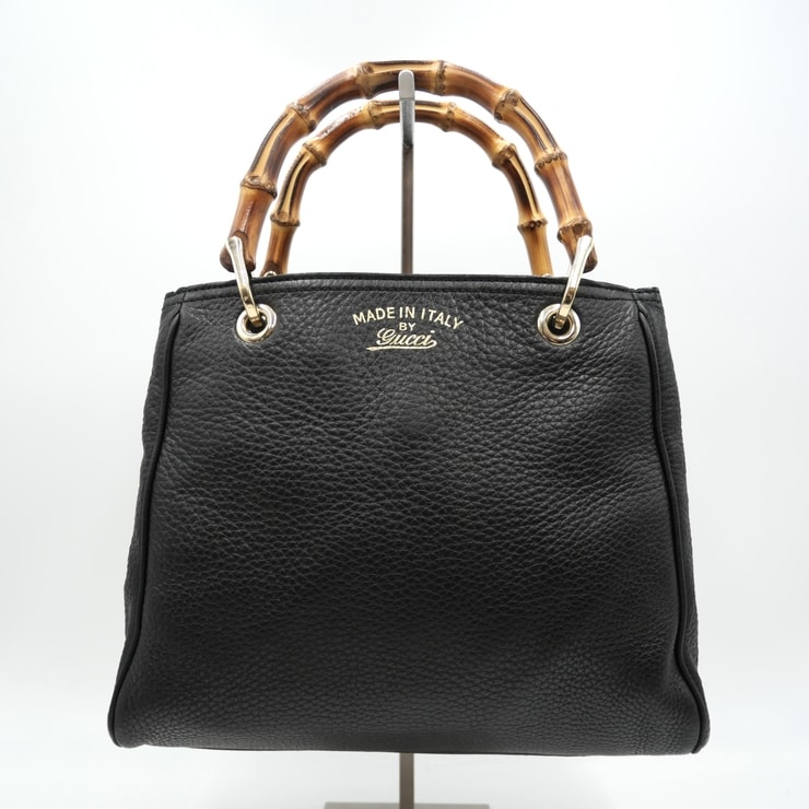 GUCCI(グッチ)バンブー ハンドバッグ ブラック レザー ゴールド金具 レディース 336032 520981【中古】