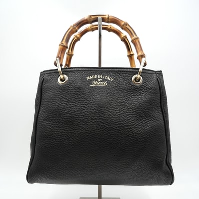 GUCCI(グッチ)バンブー ハンドバッグ ブラック レザー ゴールド金具 レディース 336032 520981【中古】