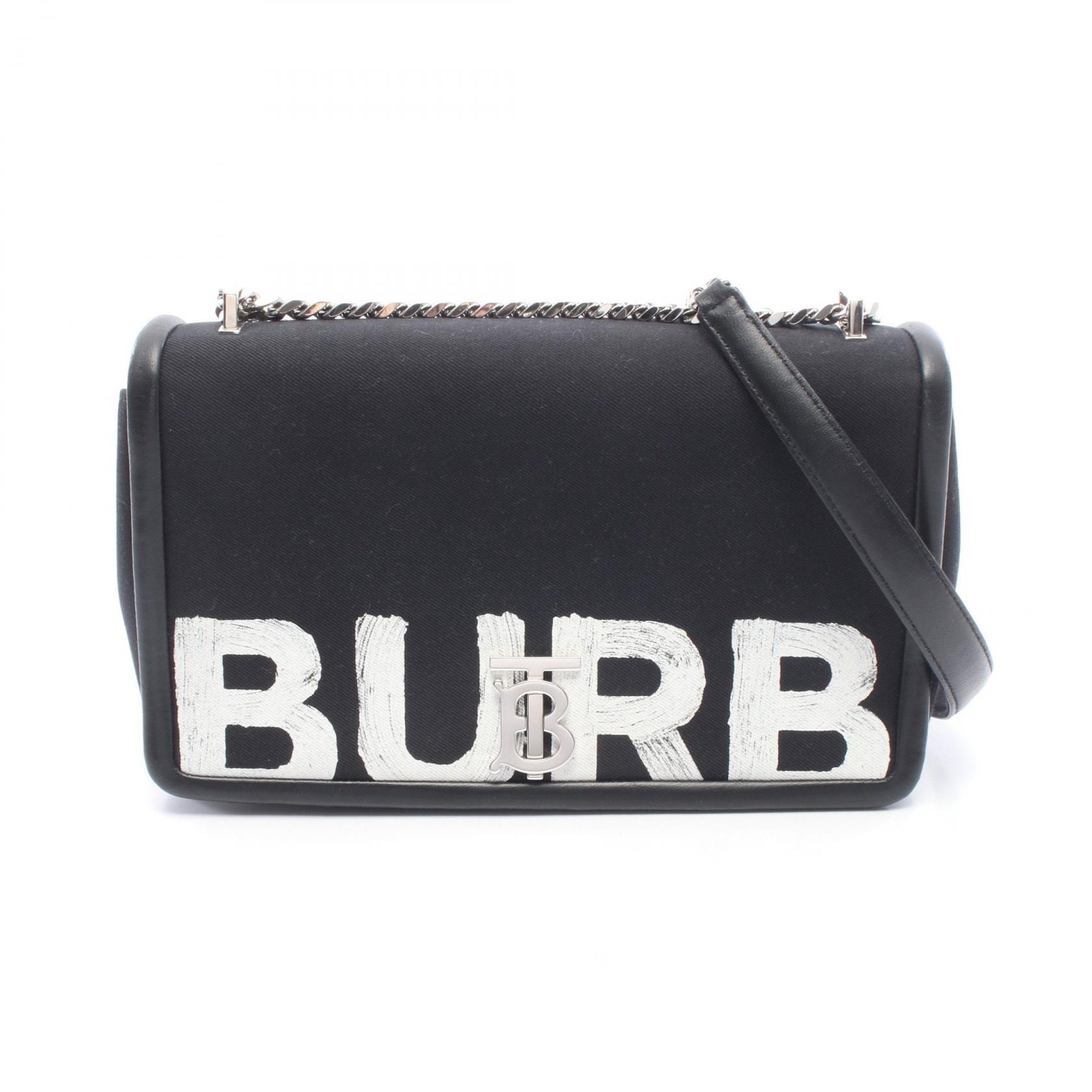 バーバリー BURBERRY TB ローラ ホースフェリー ショルダーバッグ バッグ キャンバス レザー レディース ブラック系 【中古】