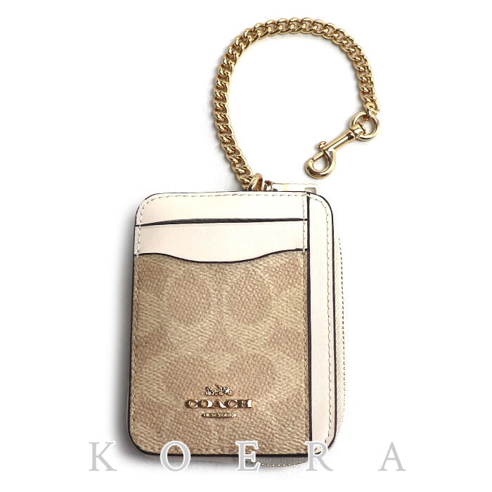 COACH コーチ ジップ  カードケース サンド/チョーク CW883 IMXDM アウトレット レディース【中古】
