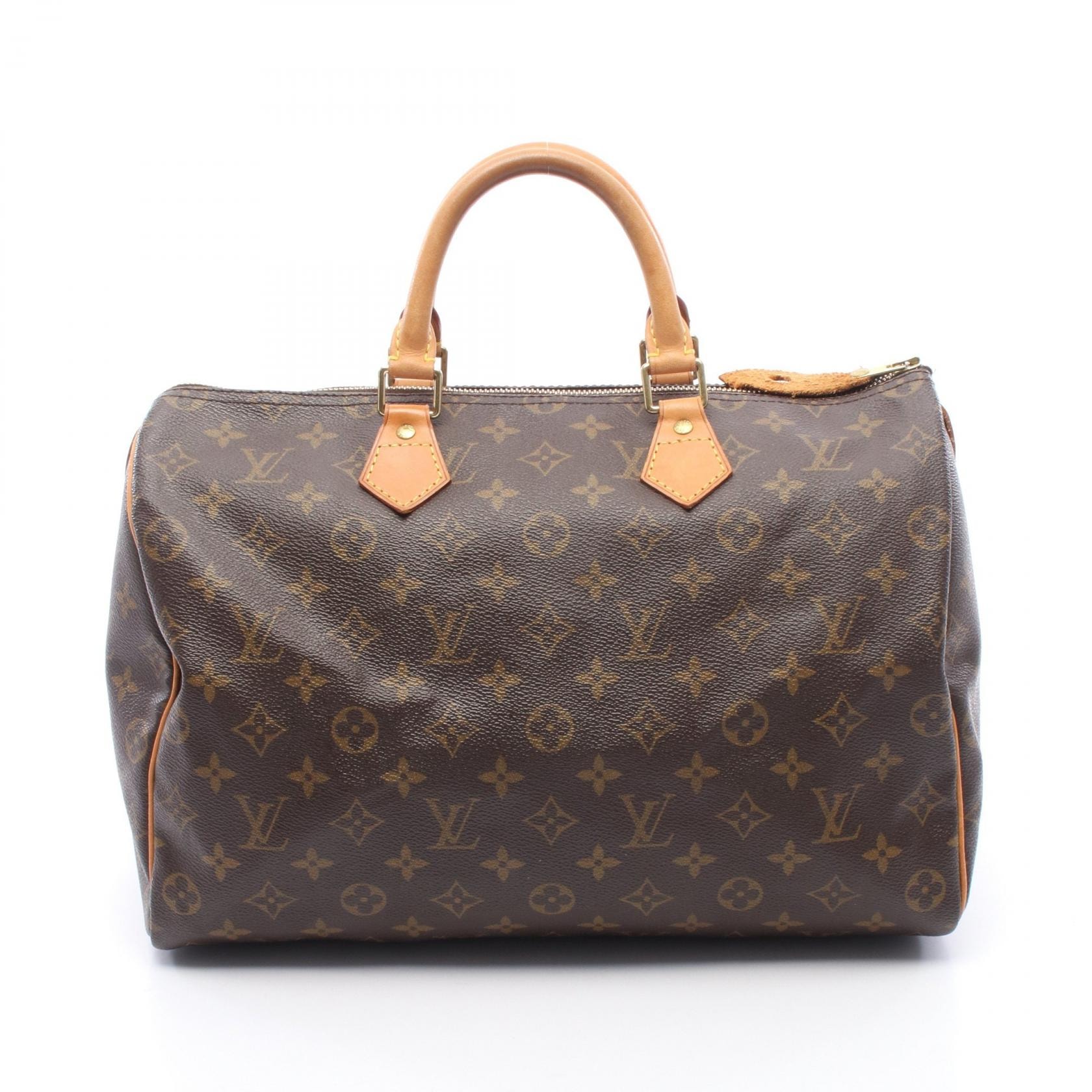ルイ・ヴィトン LOUIS VUITTON スピーディ35 ハンドバッグ バッグ PVCコーティングキャンバス レザー モノグラム レディース ブラウン系 M41524 【中古】