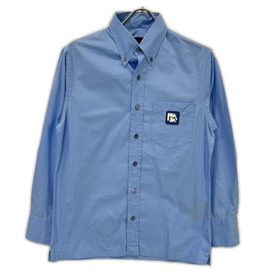 プラダ UCN201 18年 ライトブルー ラバーロゴワンポケット ボタンダウン長袖シャツ 38