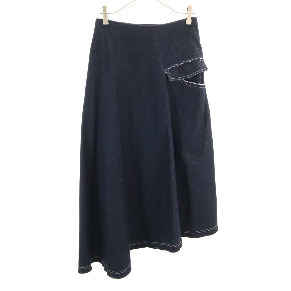 美品 Y's ワイズ 日本製 ロング丈 アシメ デニムスカート 1 インディゴ