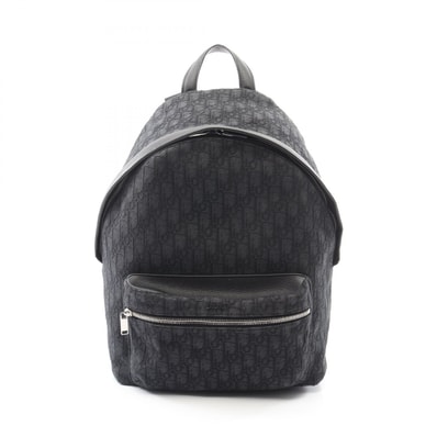 ディオール Dior Rider オブリーク ジャカード リュックサック バックパック バッグ キャンバス レザー メンズ ブラック系 1VOBA088YKY_H00N 【中古】