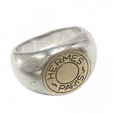 HERMES エルメス 指輪 セリエ リング ジュエリー アクセサリー コンビ ヴィンテージ Au750 18金 シルバー925 K18ゴールド 約11号 ゴールド シルバー メンズ 約13.8g【中古品】