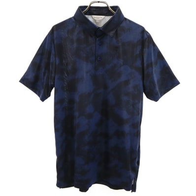 美品 LANVIN SPORT ランバンスポール 総柄 ゴルフ 半袖 ポロシャツ 40 ネイビー