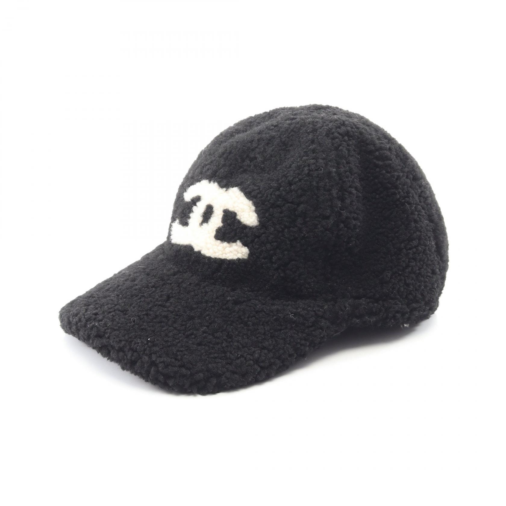 シャネル CHANEL ココマーク ボア キャップ 帽子 ムートン レディース ブラック系 / ホワイト系 AAB264B21477 【中古】