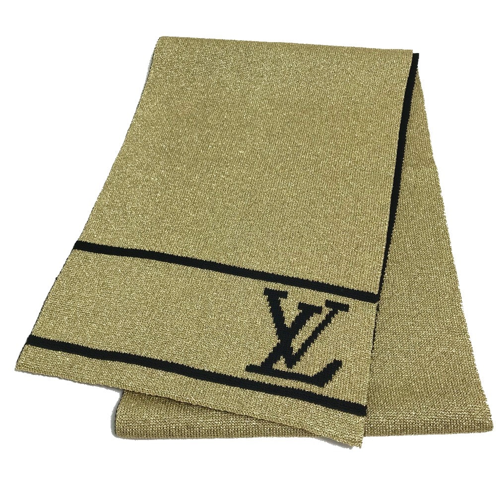 ルイヴィトン LOUIS VUITTON エシャルプグリッター M76167 ファッション小物 防寒具 マフラー ウール ゴールド×ブラック