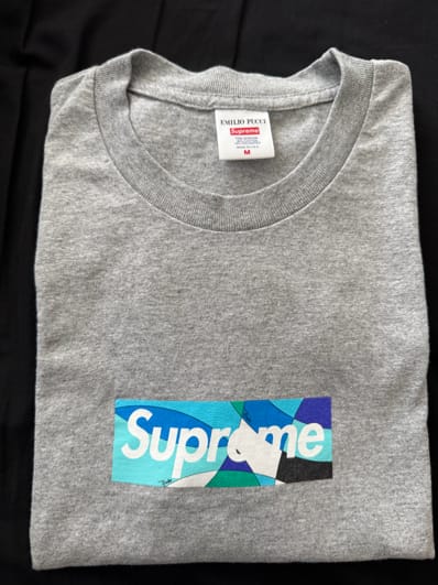Supreme / Emilio Pucci® Box Logo Tee "Grey/Blue"