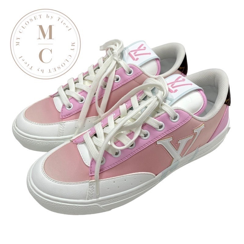 ルイヴィトン LOUIS VUITTON チャーリーライン モノグラム スニーカー 靴 シューズ ファブリック レザー ピンク ホワイト 未使用 ロゴ