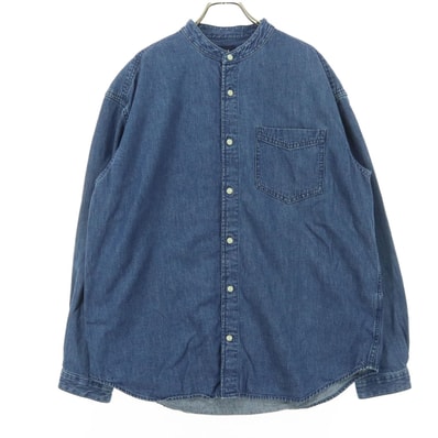 美品 GAP ギャップ 長袖 ノーカラー デニムシャツ S ブルー