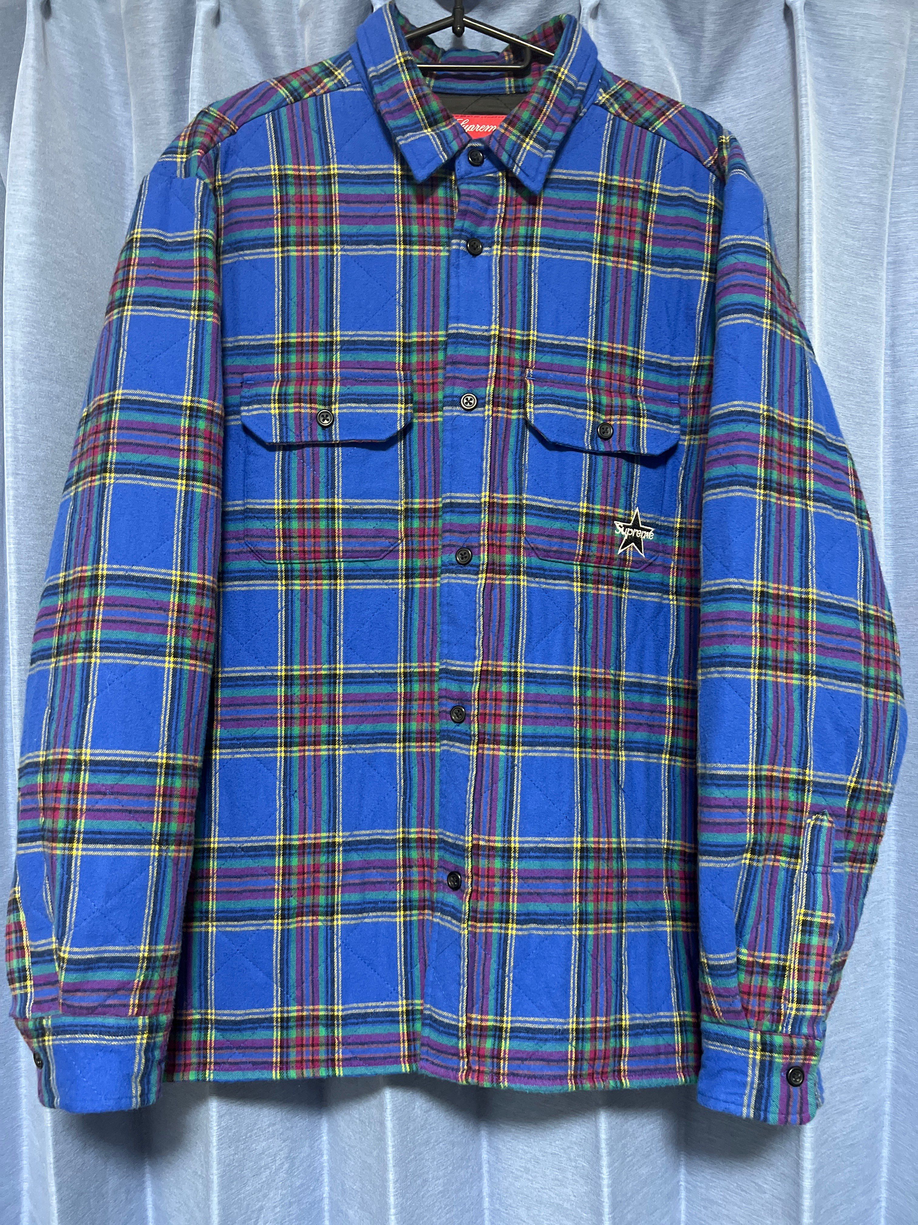 Supreme Quilted Plaid Flannel Shirt "Dusty Royal"
