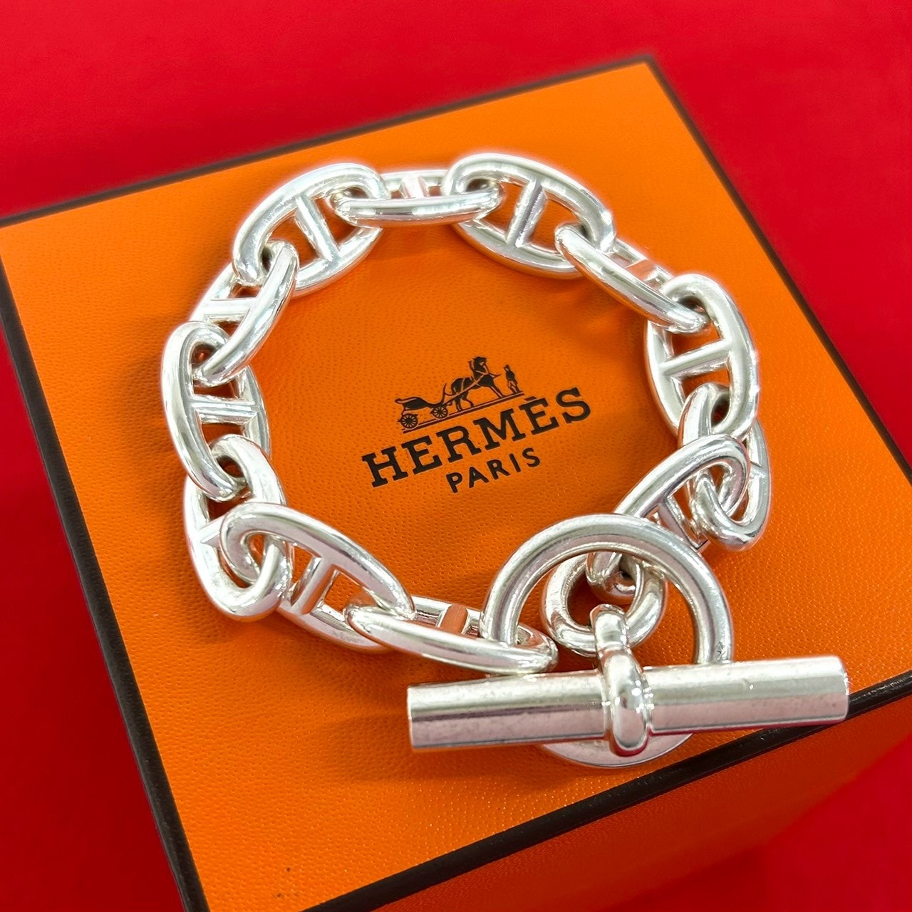 HERMES エルメス シェーヌダンクル GM 12コマ ブレスレット シルバー925 ブレスレット シルバー
 482-9