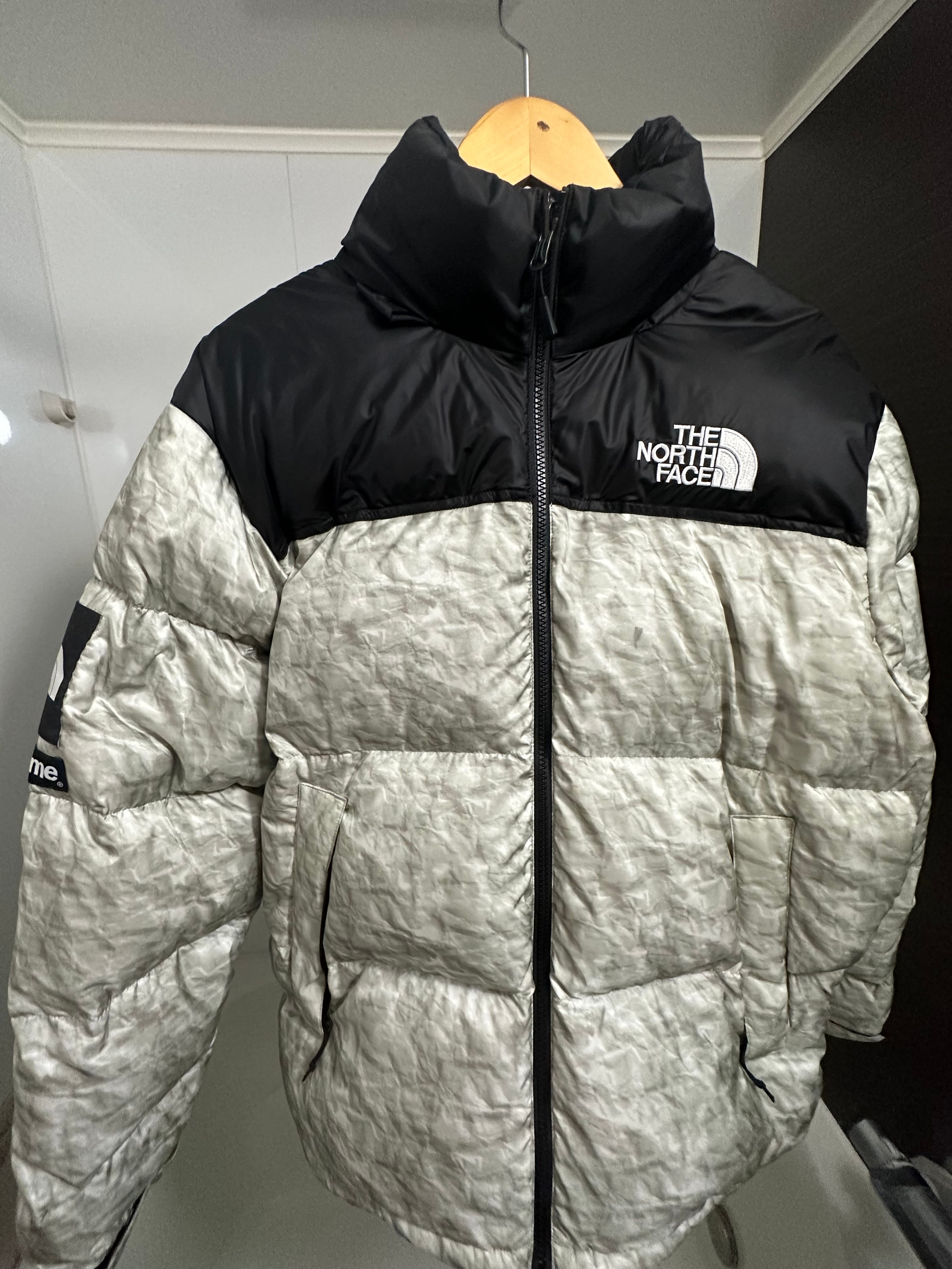 Supreme x The North Face Nuptse Jacket "White Paper Print"