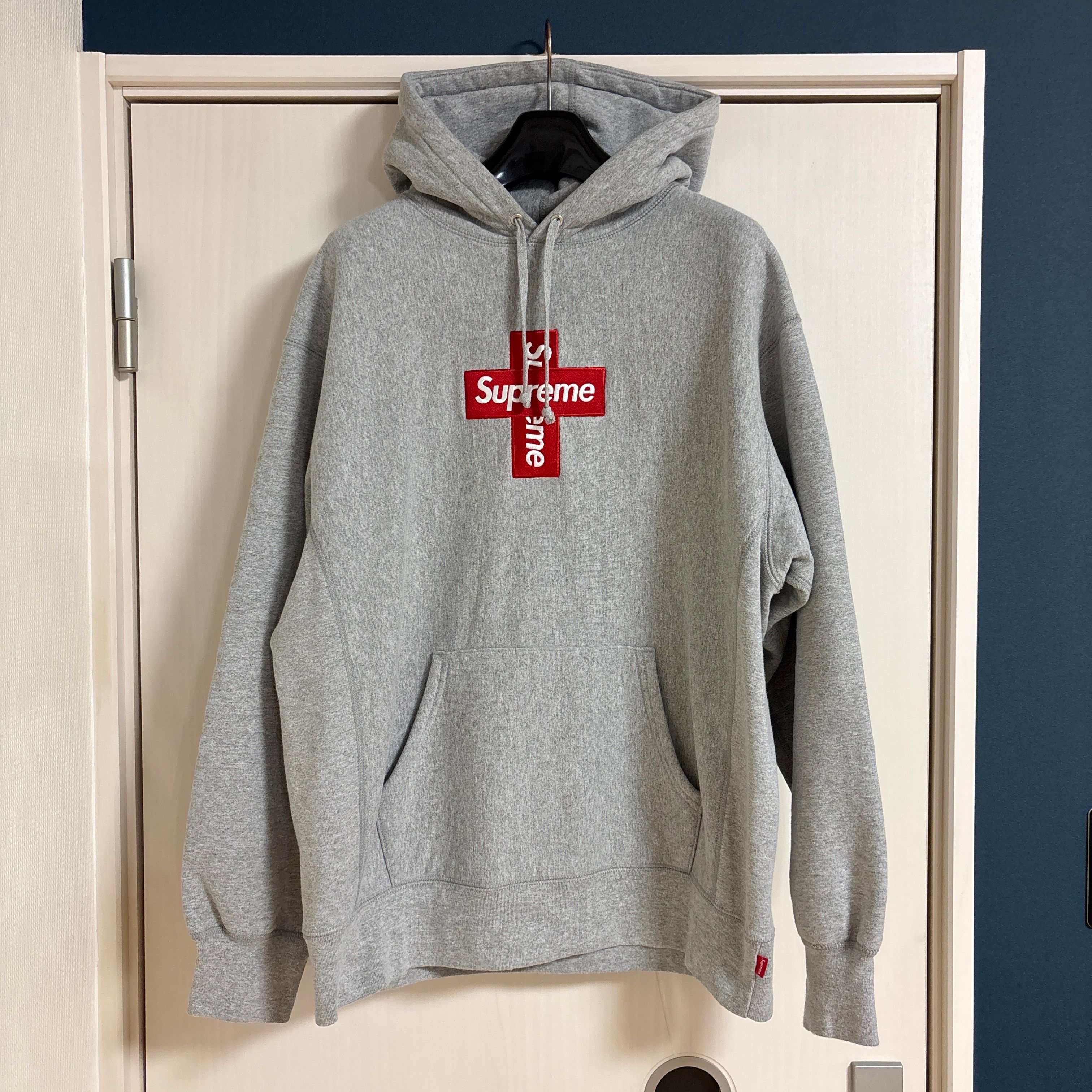 Supreme Cross Box Logo Hooded Sweatshirt "Grey"