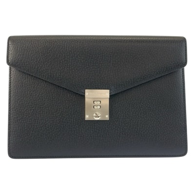美品 Salvatore Ferragamo サルヴァトーレフェラガモ ブラック 黒 シルバー金具 レザー クラッチバッグ セカンドバッグ 603439 【中古】