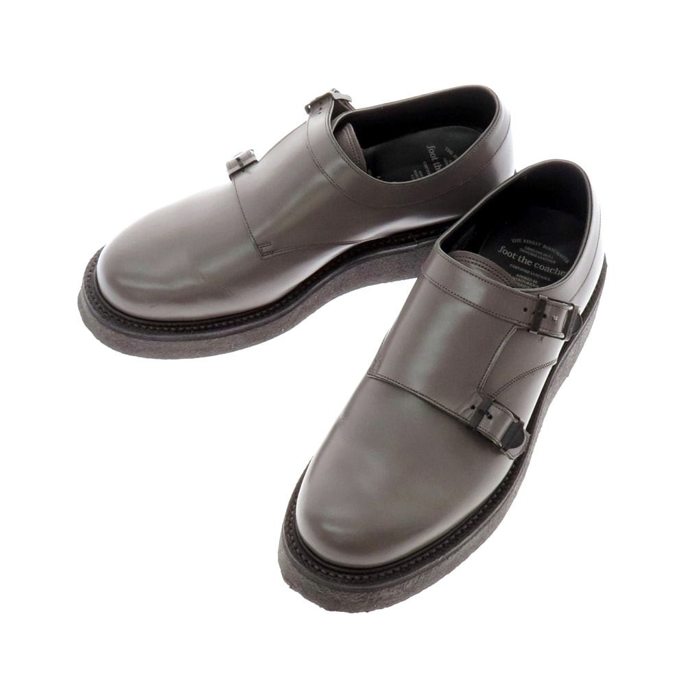 【中古】フットザコーチャー foot the coacher ダブルモンク ラバーソールシューズ グレー【サイズ25E】【メンズ】